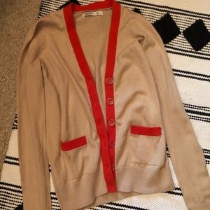 Cream + orange cardigan